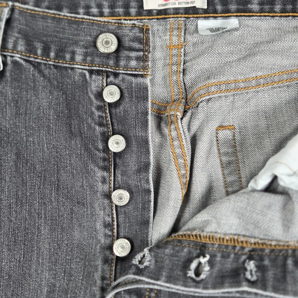 Levis 501 Original Straight Leg‎ Button Fly Grey Denim Jeans Mens W38 L32